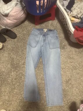 LOGO by Lori Goldstein Light Blue Boyfriend Jeans